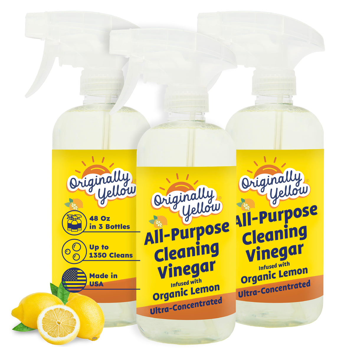 All-Purpose Lemon Vinegar Cleaner Spray x3 – Originally Yellow USA